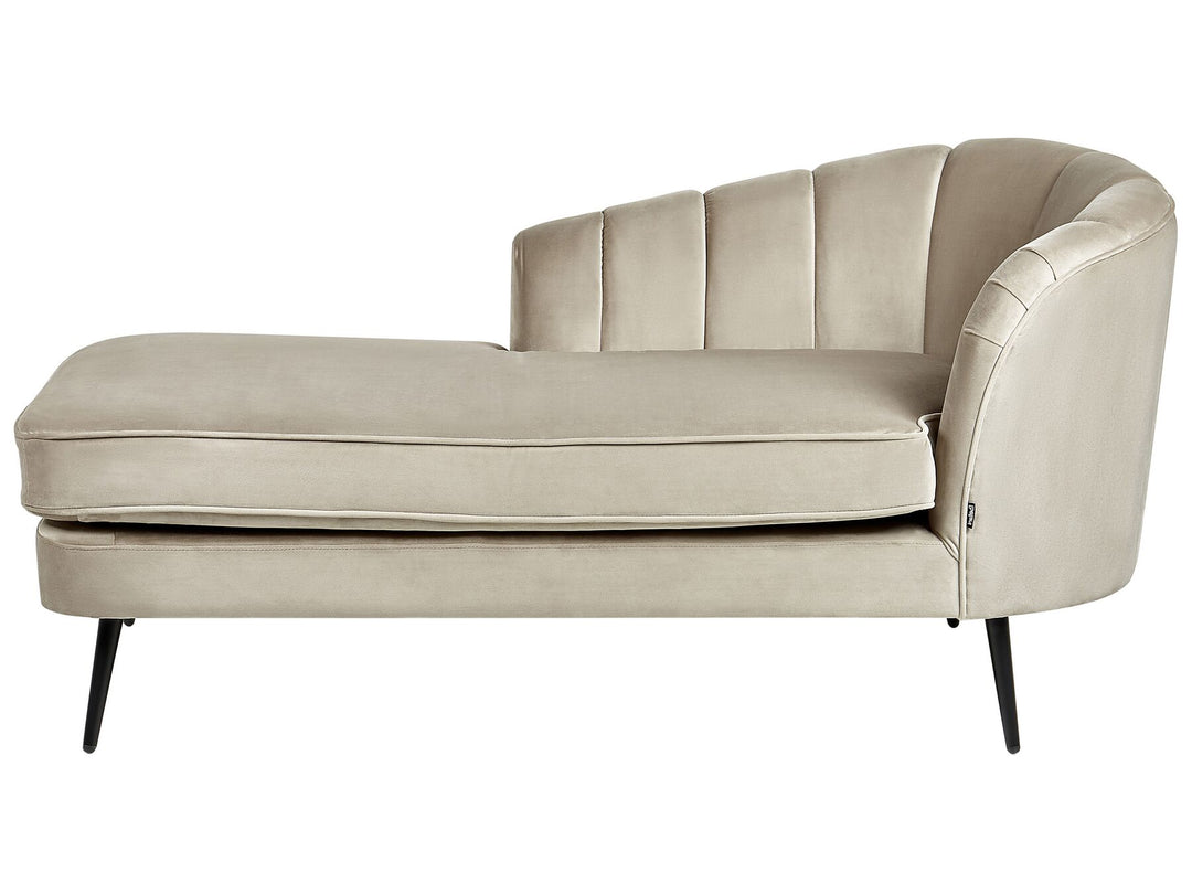 Allier Right Hand Velvet Chaise Lounge Beige