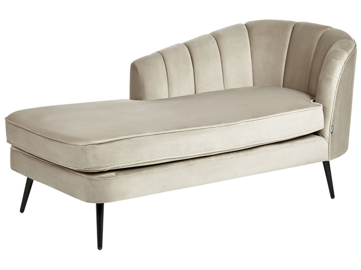 Allier Right Hand Velvet Chaise Lounge Beige