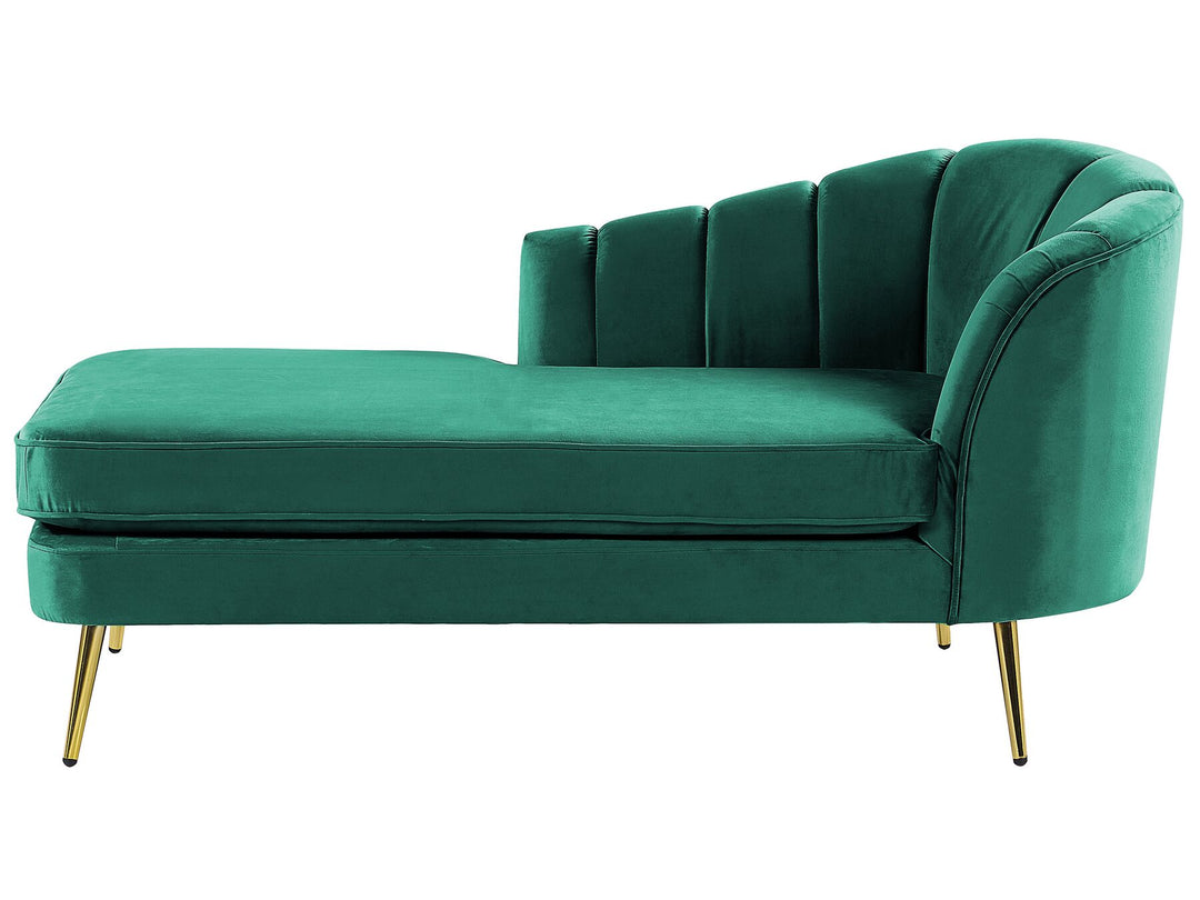 Allier Right Hand Velvet Chaise Lounge Emerald Green