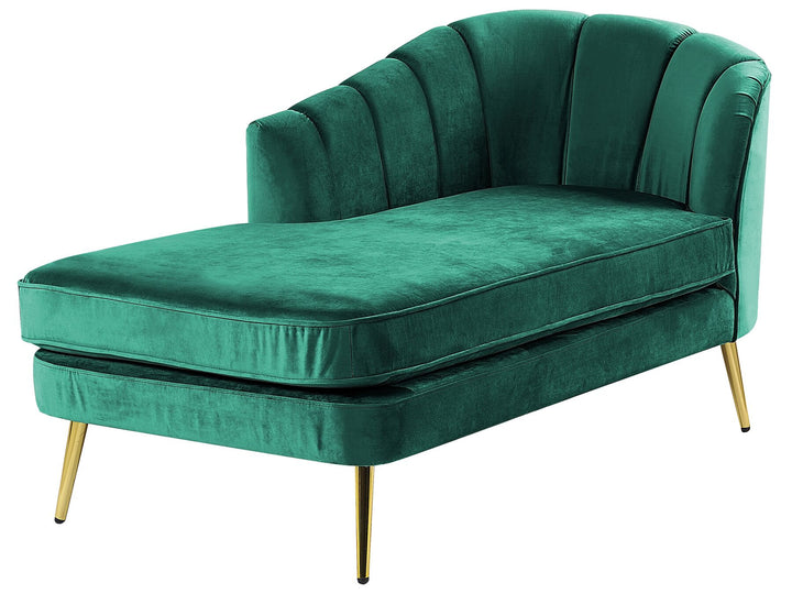 Allier Right Hand Velvet Chaise Lounge Emerald Green