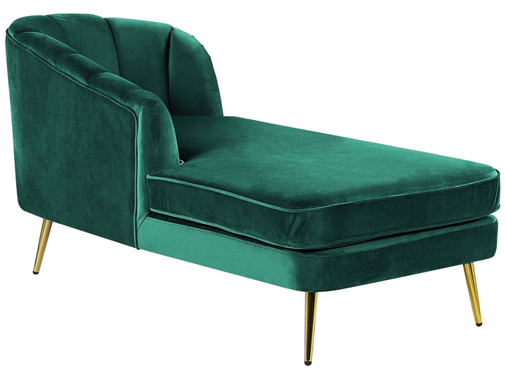 Allier Right Hand Velvet Chaise Lounge Emerald Green