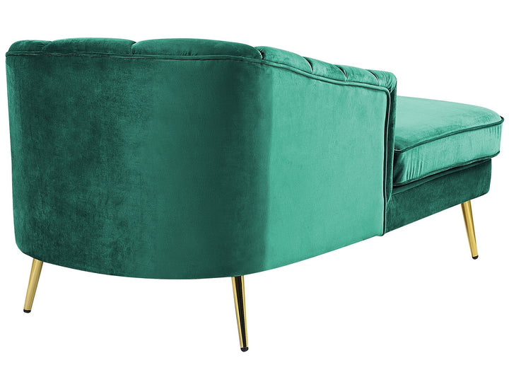 Allier Right Hand Velvet Chaise Lounge Emerald Green