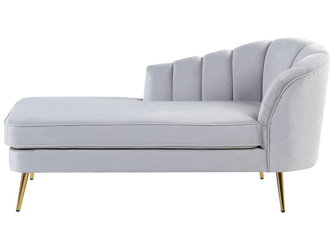 Allier Right Hand Velvet Chaise Lounge Grey