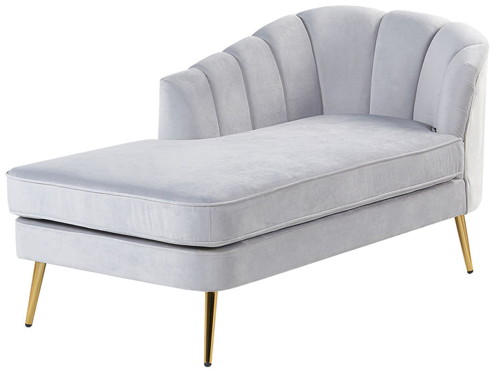 Allier Right Hand Velvet Chaise Lounge Grey