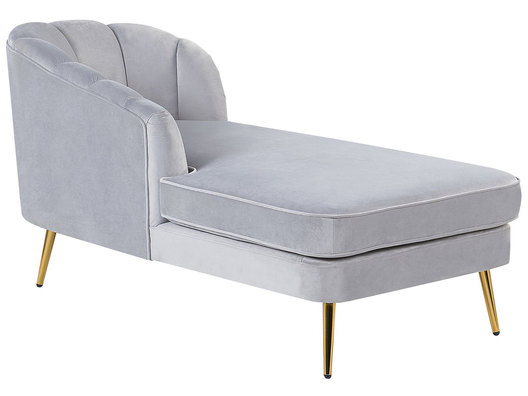 Allier Right Hand Velvet Chaise Lounge Grey