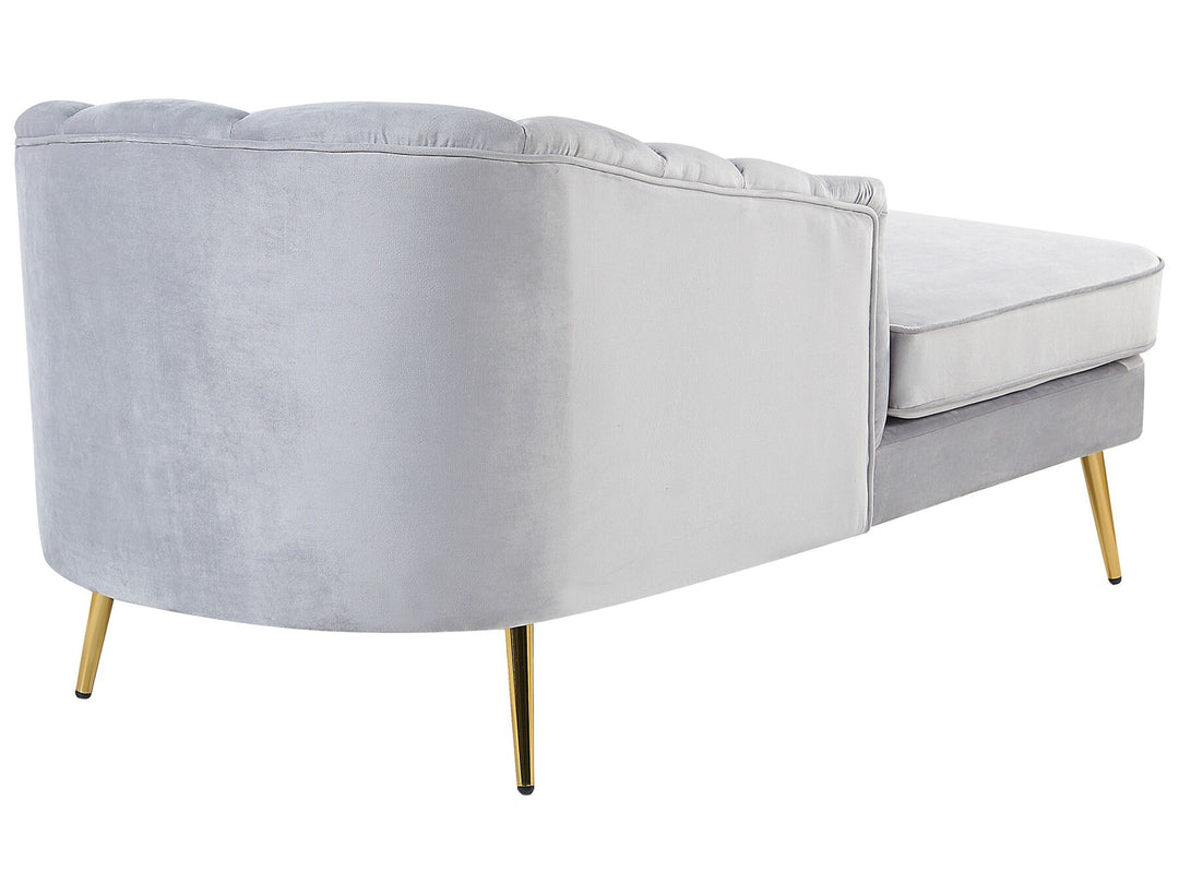 Allier Right Hand Velvet Chaise Lounge Grey