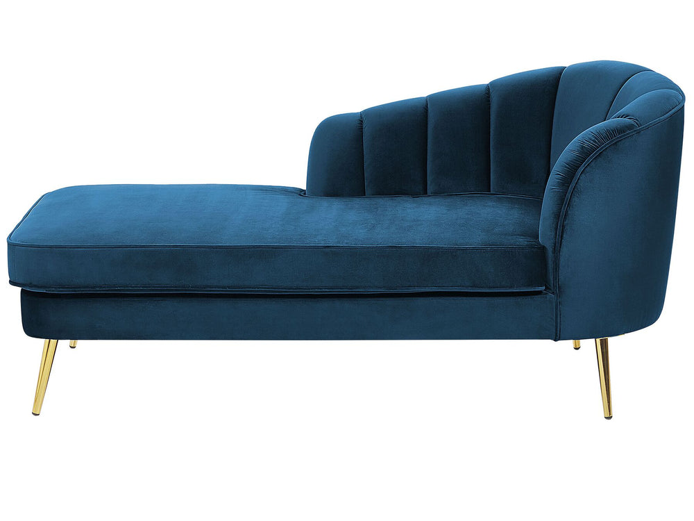 Allier Right Hand Velvet Chaise Lounge Navy Blue