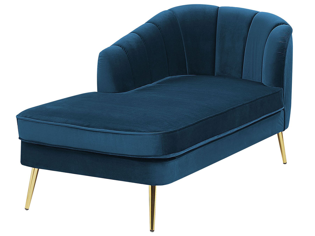 Allier Right Hand Velvet Chaise Lounge Navy Blue