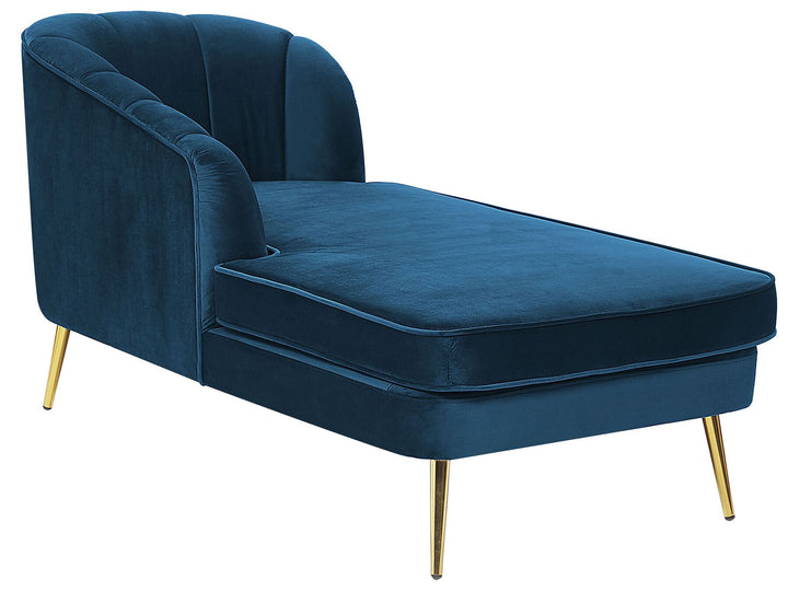 Allier Right Hand Velvet Chaise Lounge Navy Blue