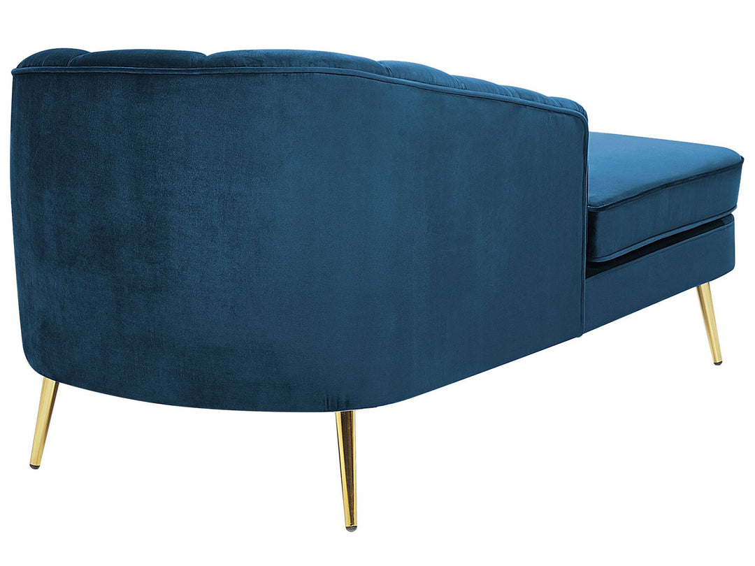 Allier Right Hand Velvet Chaise Lounge Navy Blue