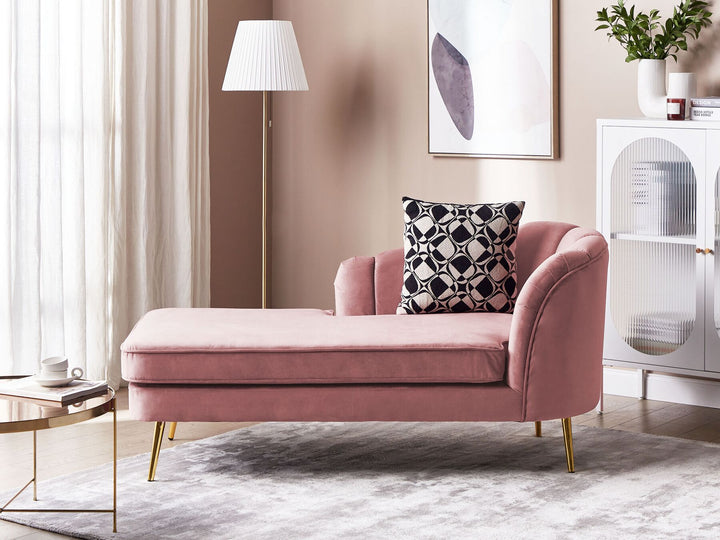 Allier Right Hand Velvet Chaise Lounge Pink