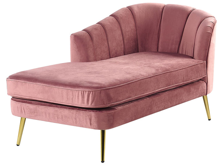 Allier Right Hand Velvet Chaise Lounge Pink