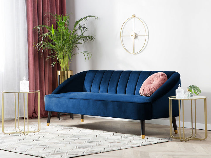 Alsvag 3 Seater Velvet Sofa Navy Blue