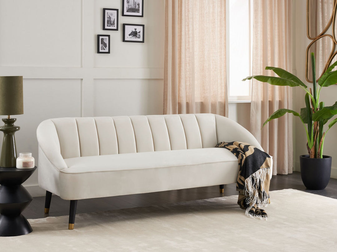 Alsvag 3 Seater Velvet Sofa Off-White