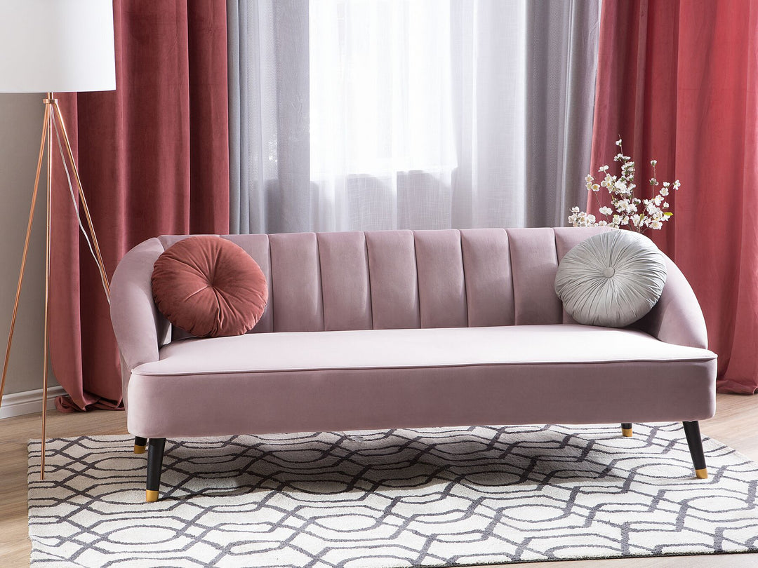 Alsvag 3 Seater Velvet Sofa Pink