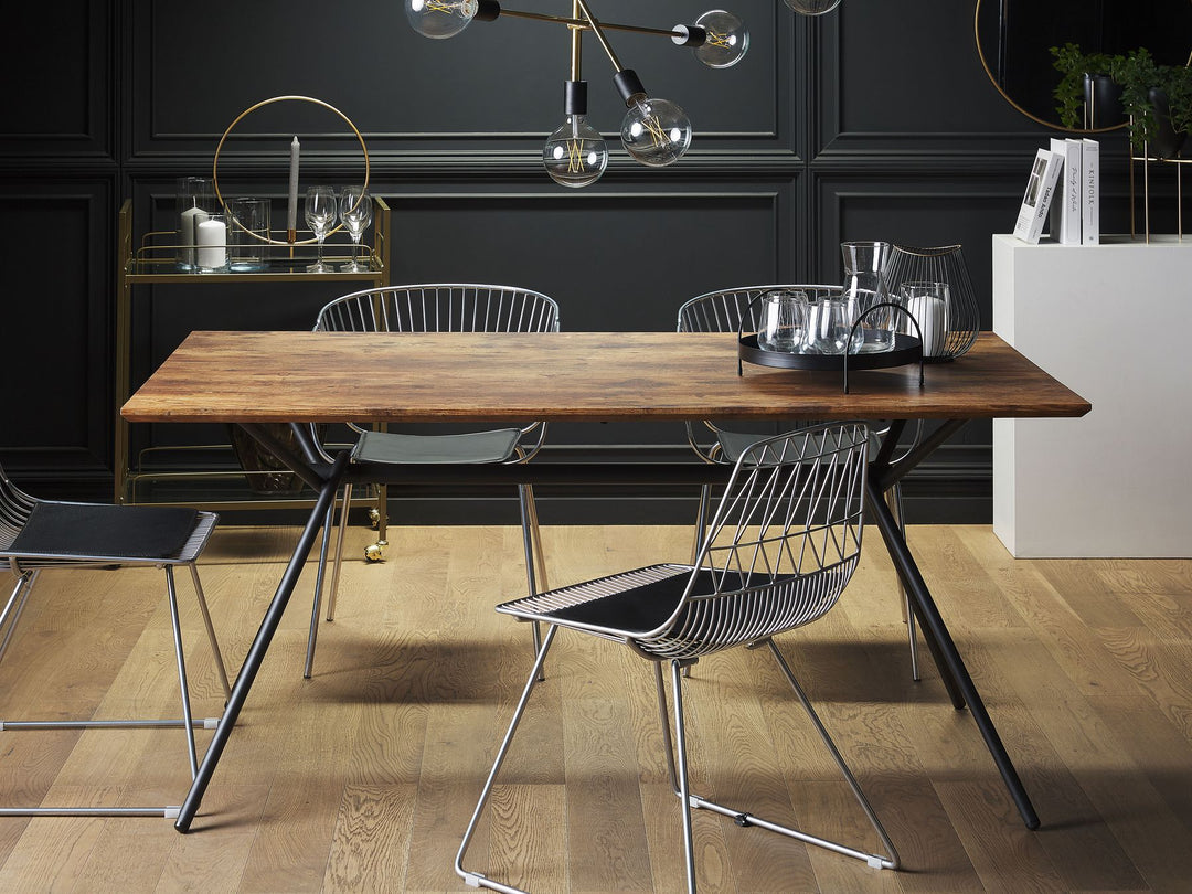 Amsterdam Dining Table 160 x 90 cm Dark Wood with Black