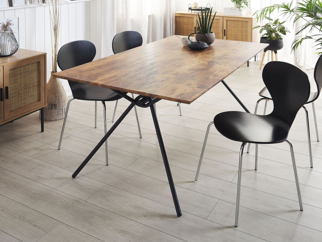 Deerfiled Dining Table 160 x 90 cm Dark Wood with Black