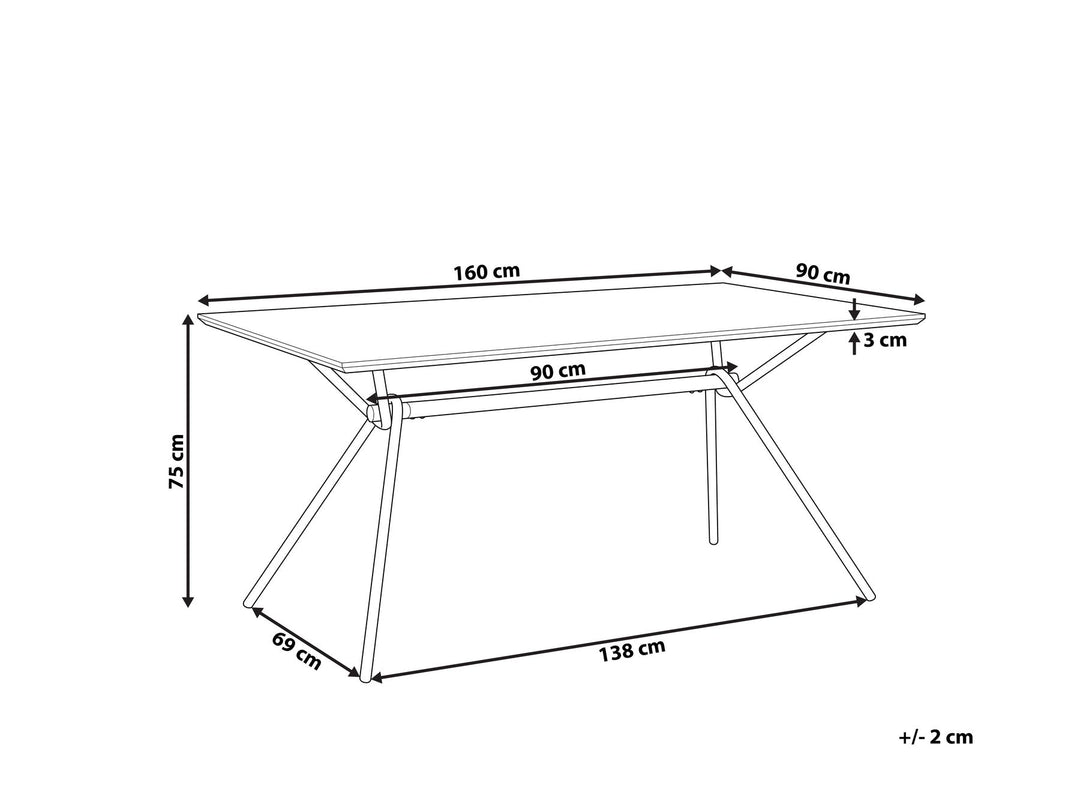 Deerfiled Dining Table 160 x 90 cm Dark Wood with Black