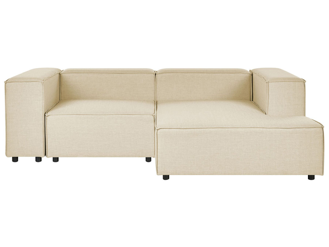 Aprica Left Hand 2 Seater Modular Linen Corner Sofa Beige