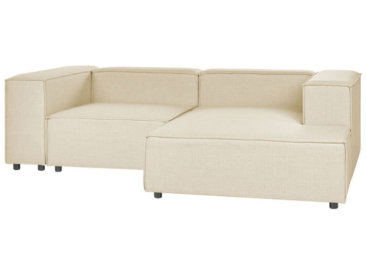 Aprica Left Hand 2 Seater Modular Linen Corner Sofa Beige