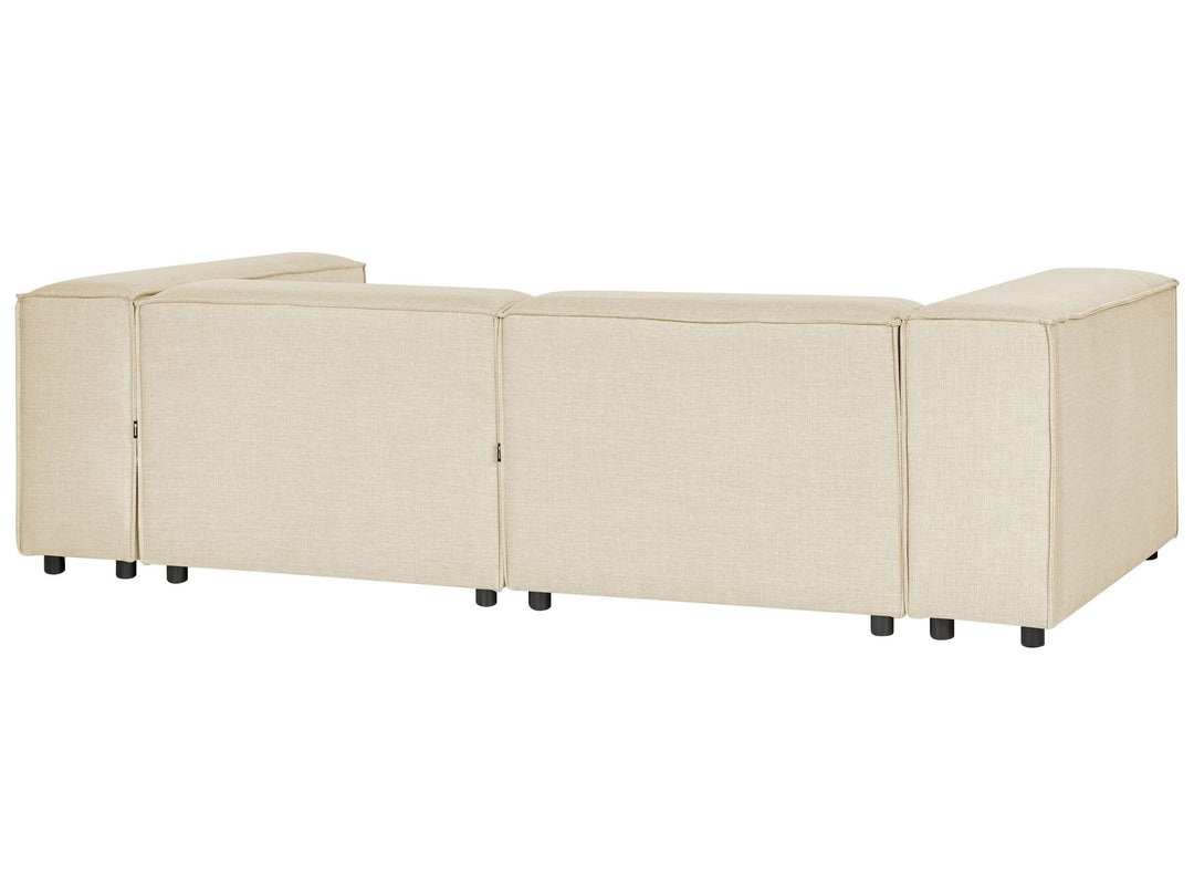 Aprica Left Hand 2 Seater Modular Linen Corner Sofa Beige