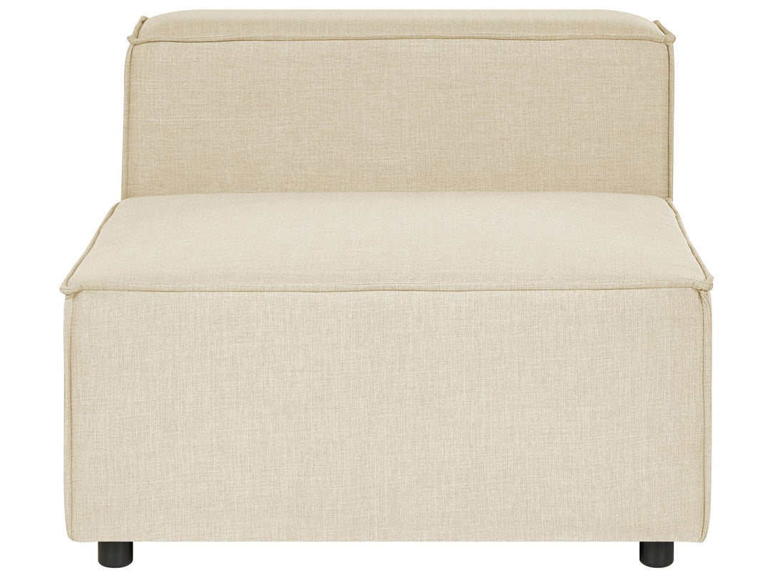 Aprica Left Hand 2 Seater Modular Linen Corner Sofa with Ottoman Beige