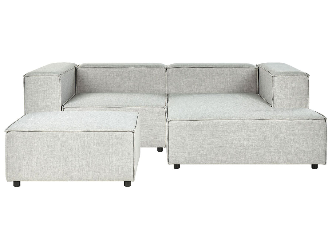 Aprica Left Hand 2 Seater Modular Linen Corner Sofa with Ottoman Grey