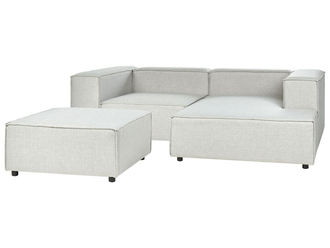 Aprica Left Hand 2 Seater Modular Linen Corner Sofa with Ottoman Grey