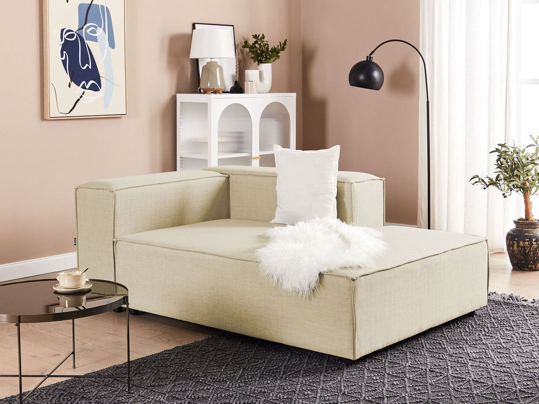 Aprica Left Hand Linen Chaise Lounge Beige