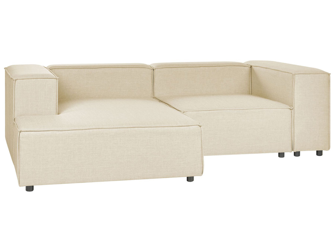 Aprica Right Hand 2 Seater Modular Linen Corner Sofa Beige