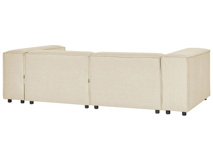 Aprica Right Hand 2 Seater Modular Linen Corner Sofa Beige