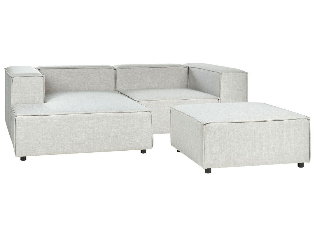 Aprica Right Hand 2 Seater Modular Linen Corner Sofa with Ottoman Grey