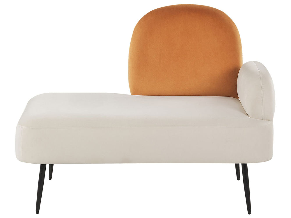 Arcey Right Hand Velvet Chaise Lounge Orange