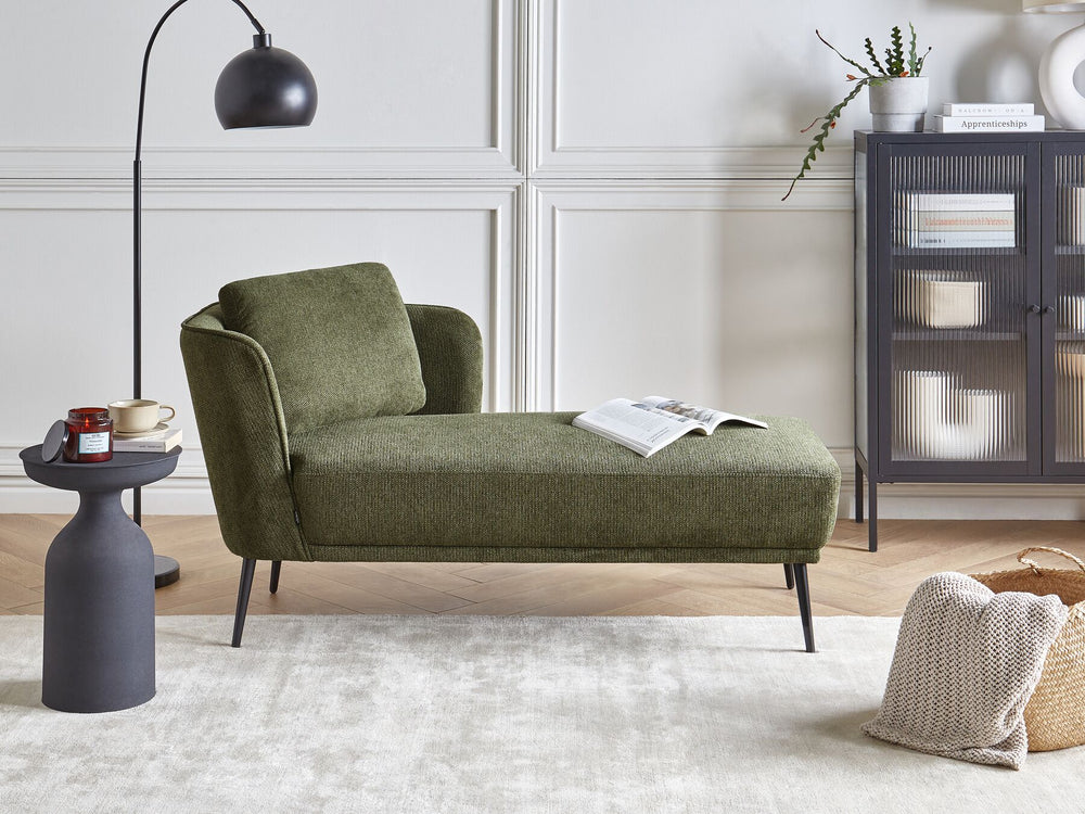 Dark green left hand chaise lounge
