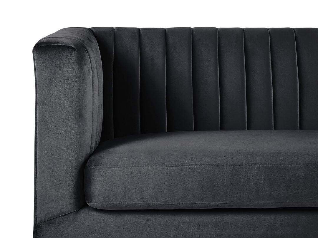 Arvika 3 Seater Velvet Fabric Sofa Black