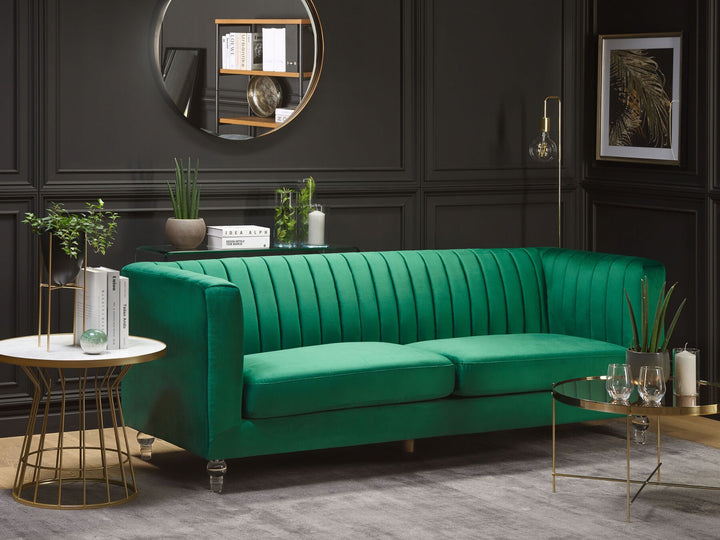 Arvika 3 Seater Velvet Fabric Sofa Green