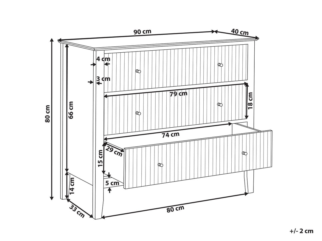 Bonnie 3 Drawer Chest White