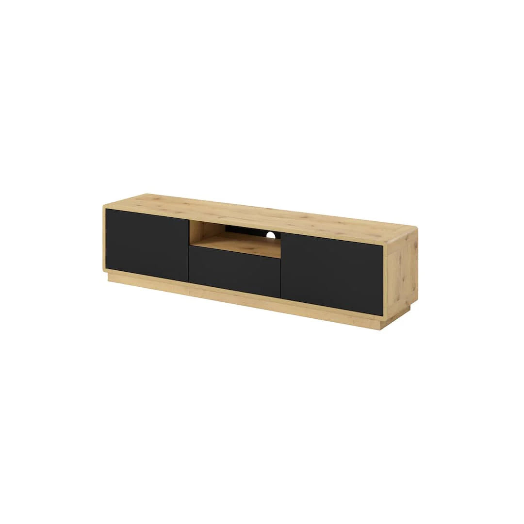 Aston 39 TV Cabinet Black Matt Oak Torus  W180cm x H44cm x D40cm