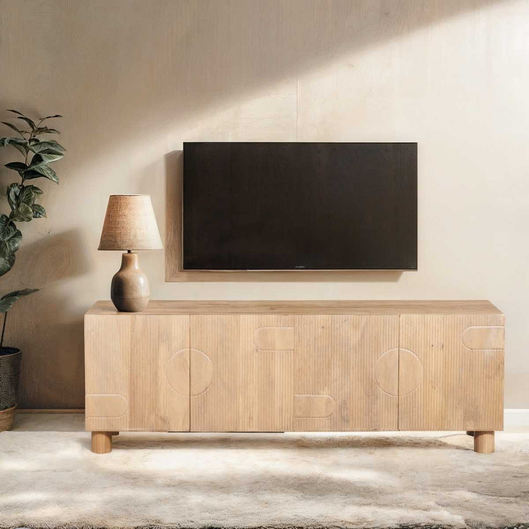 Austin Solid Mango Wood Large Low Board Tv Cabinet