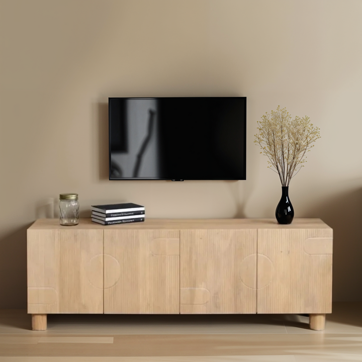 Austin Solid Mango Wood Large Low Board Tv Cabinet