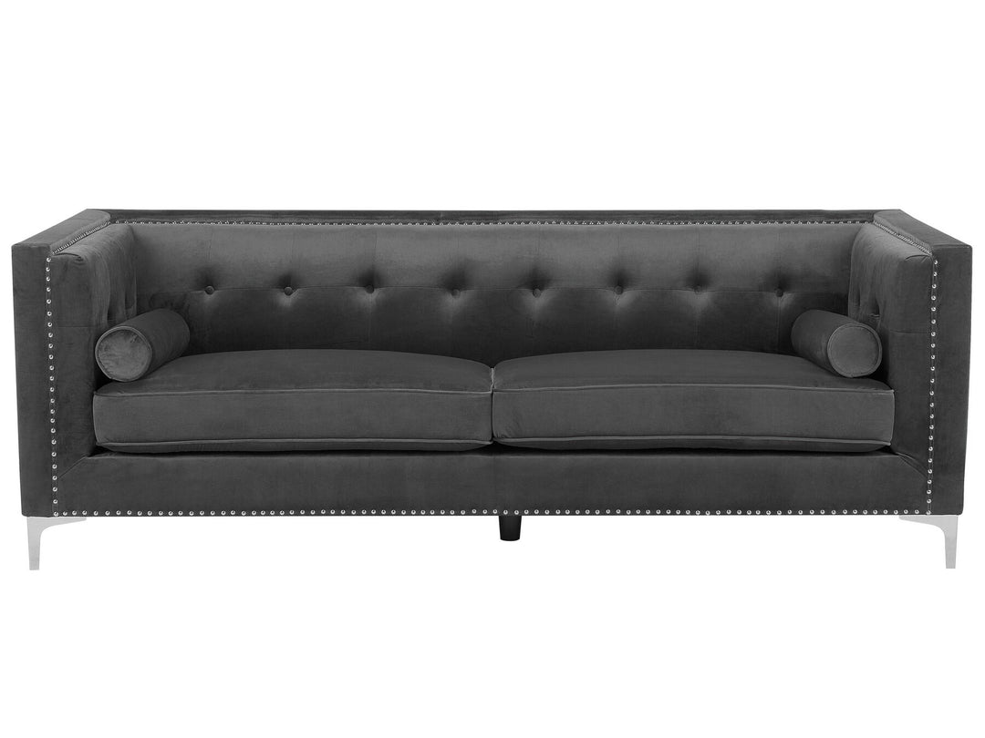 Avaldsenes 3 Seater Velvet Sofa Dark Grey