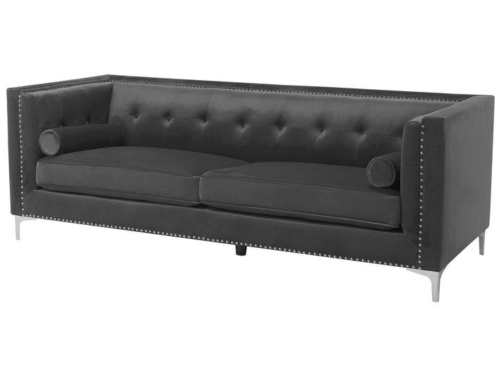 Avaldsenes 3 Seater Velvet Sofa Dark Grey