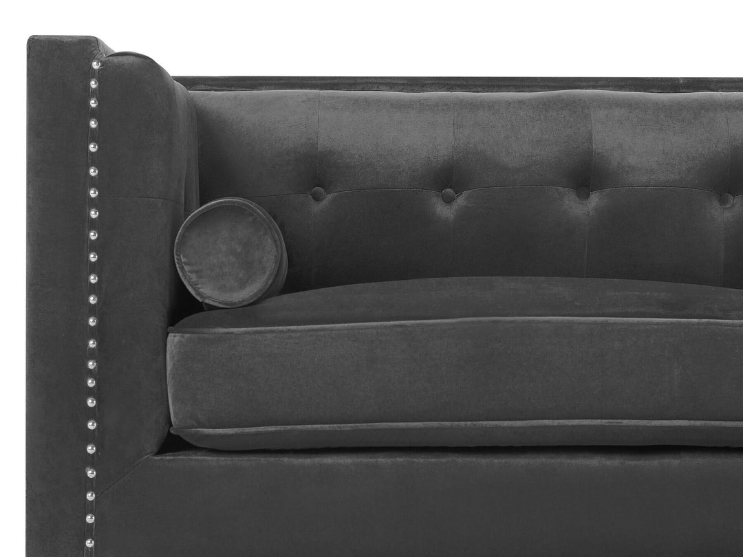 Avaldsenes 3 Seater Velvet Sofa Dark Grey