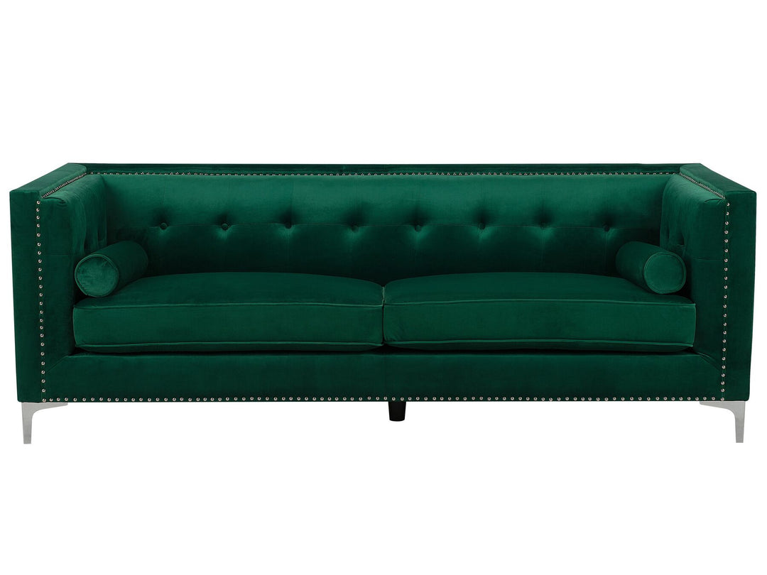 Avaldsenes 3 Seater Velvet Sofa Emerald Green