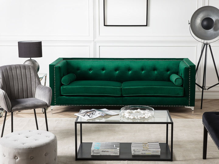 Avaldsenes 3 Seater Velvet Sofa Emerald Green