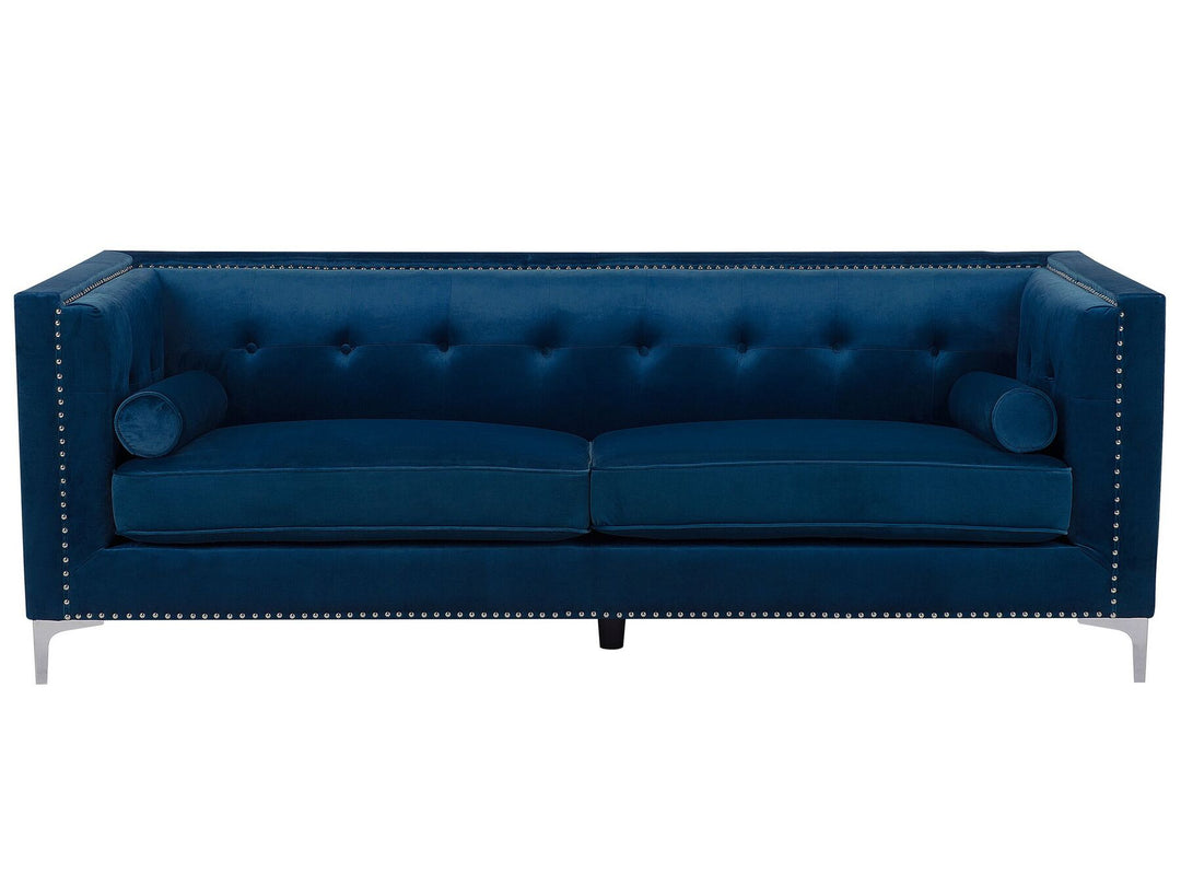 Avaldsenes 3 Seater Velvet Sofa Navy Blue