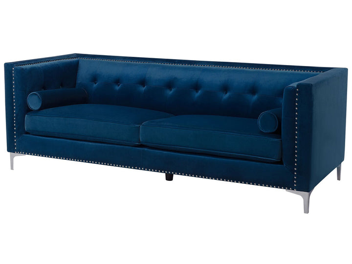 Avaldsenes 3 Seater Velvet Sofa Navy Blue