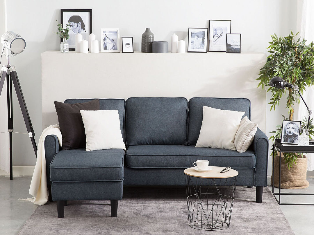 Avesta 3 Seater Fabric Sofa with Ottoman Dark Grey