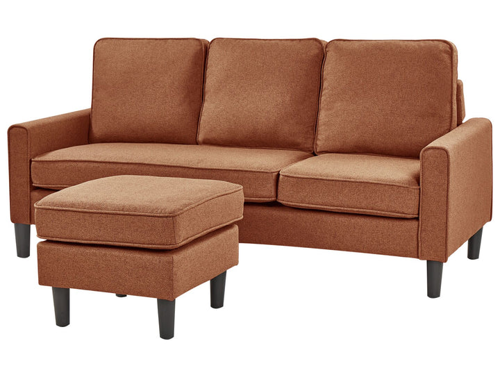 Avesta 3 Seater Fabric Sofa with Ottoman Golden Brown