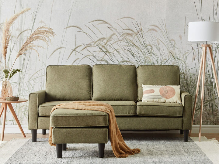 Avesta 3 Seater Fabric Sofa with Ottoman Green